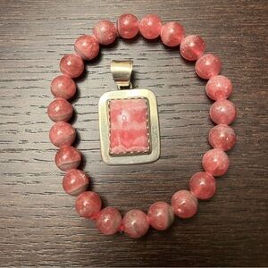 High quality rhodochrosite bracelet pendant bundle